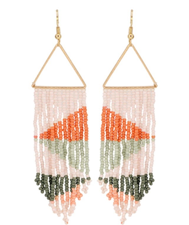 Triangle and Seed Bead Earrings