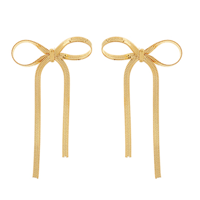 Shake Chain Long Tail Bow Earrings